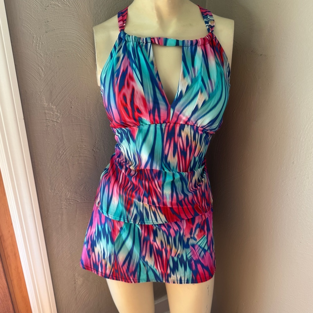 Sunsets tankini skort bottom two piece swim suit size s/m nwt colorful print